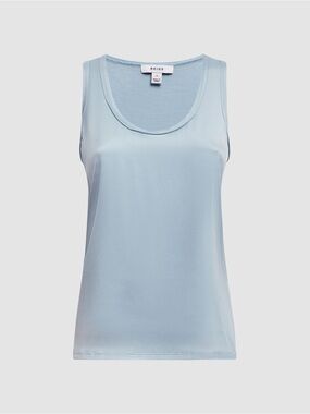 Reiss light blue silk front sleeveless tank top size Medium